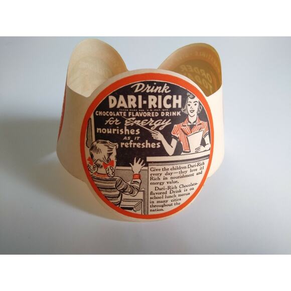 Dari-Rich Chocolate Milk Bottle Collar Teacher and Student Graphics Vintage NOS - Picture 1 of 7